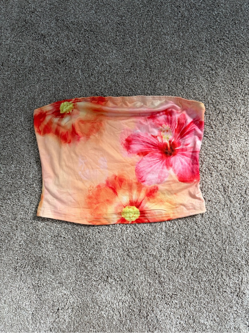 Shein Floral Strapless Tube Top - Peach Pink